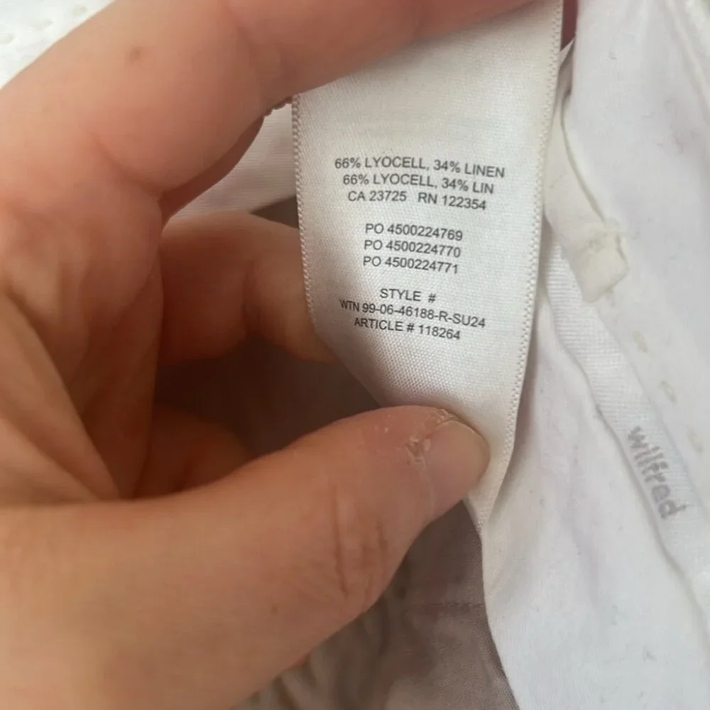 Aritzia White High-Waist Wide-Leg Linen Pants